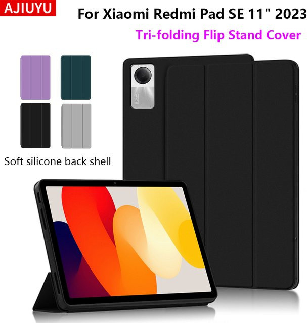 Xiaomi Flip-Cover PU Ledertasche für Redmi Pad SE 11 Zoll Tablet 2023 mit Tri-Fold Standfunktion in Schwarz oder Grau - Bild 1