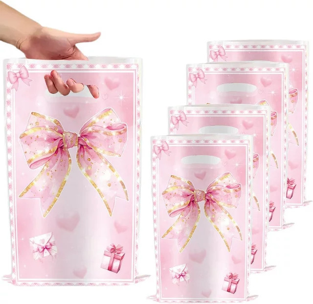 Runtowo 10er Set Geschenktüten mit Schleife in Rosa für Geburtstag, Hochzeit und Party - Bild 1