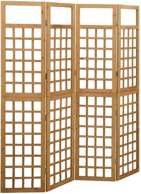 vidaXL Spalier Paravent aus Massivholz Tanne, 4-teilig, braun, B: 161 cm, H: 180 cm - Bild 1