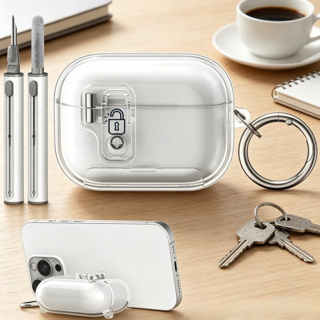 Transparente TPU-Schutzhülle für Apple AirPods Pro 3 mit Reinigungsbürste - Bild 1