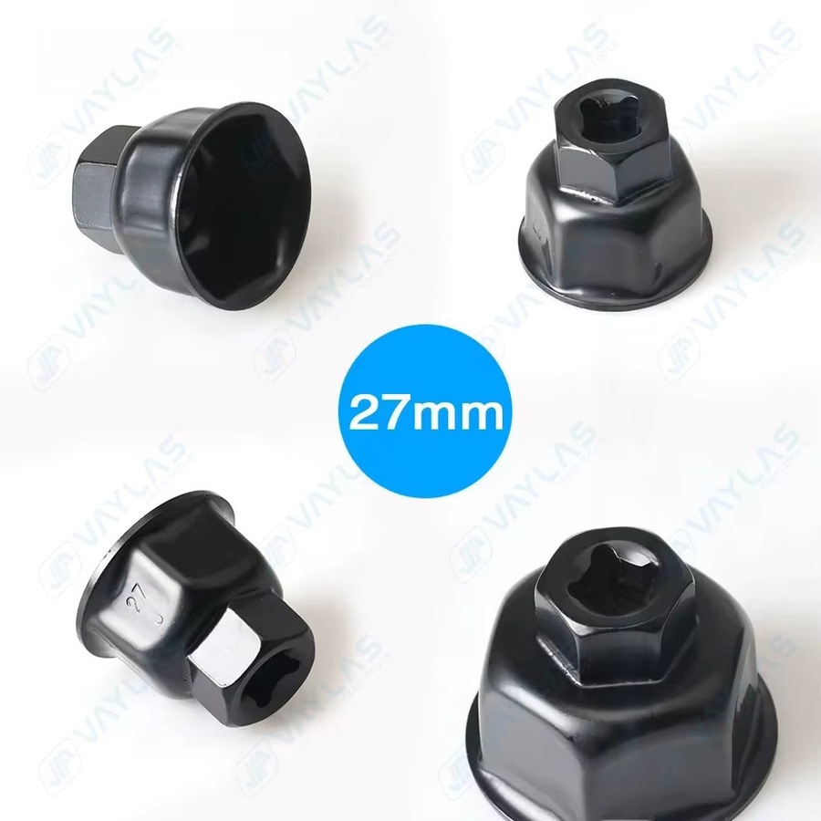 Veconor Ölfilterschlüssel mit 6 Flöten und 3/8 Zoll Anschluss, Set mit 27 mm, 32 mm und 36 mm in Silber und Schwarz - Bild 2