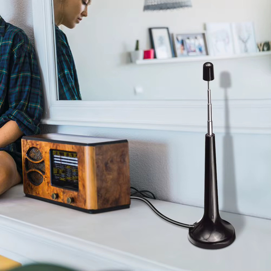 Alloet FM-Teleskopantenne für UKW-Radio und TV im Innenbereich mit 3 Adaptern, Schwarz - Bild 3
