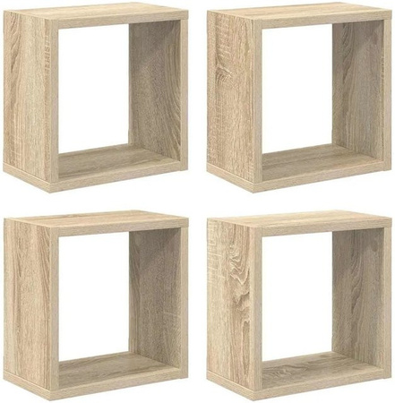 vidaXL Würfelregale Set 4 Stück Sonoma-Eiche, Wandmontage, B/H/T: 26 x 26 x 15 cm