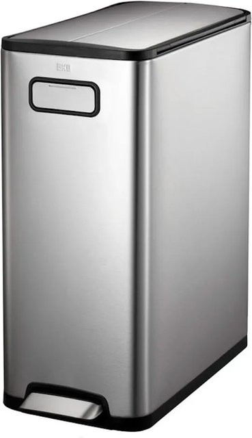 PROREGAL Treteimer zur Abfallscheidung aus gebürstetem Edelstahl in Silber, 45 Liter, H x B x T: 66 x 27,5 x 53,2 cm - Bild 1
