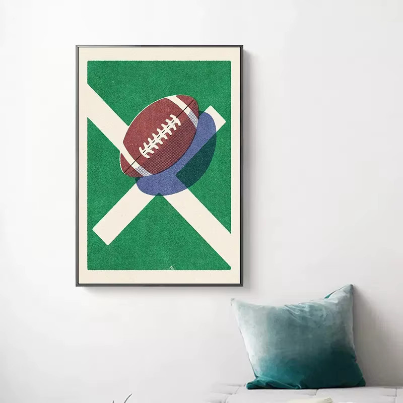 Potdemiel Vintage Sport Wandkunst Leinwand mit Volleyball, Basketball, Fußball und Billard für dein Kinderzimmer oder Home Decor in Multicolour - Bild 3