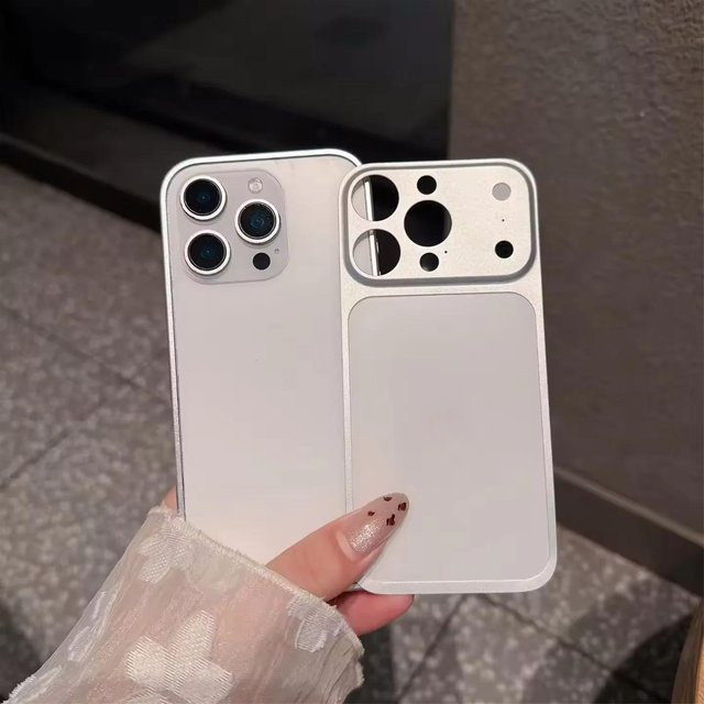 Rui Di Aluminium Handyhülle mit Metallrahmen für iPhone 17 16 15 14 13 Pro Max in Silber - Bild 1