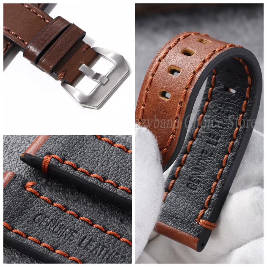 crazyband Uhrenarmband Rindsleder, Braun Schwarz, Unisex - Bild 2