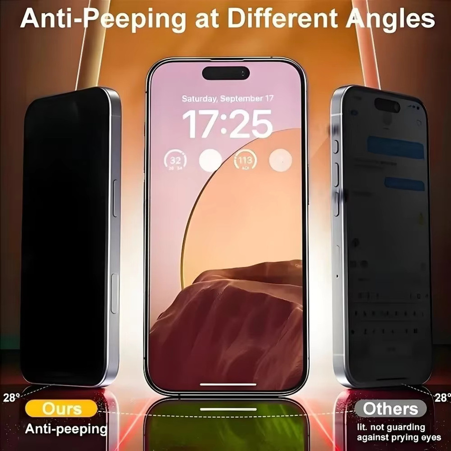DIXSG 4-in-1 Anti Spy Full Screen Protector und Kamera Objektiv Schutz für iPhone 16, Transparent - Bild 4