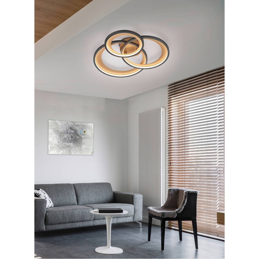 Trio Leuchten LED-Deckenlampe Granada modern in Schwarz matt und Gold aus Metall, B/H/L: 85 x 8 x 60 cm - Bild 4