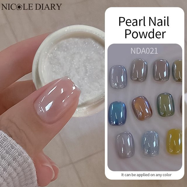 NICOLE DIARY Moonlight Plating Pearl Nail Powder, White, Glänzend - Bild 1