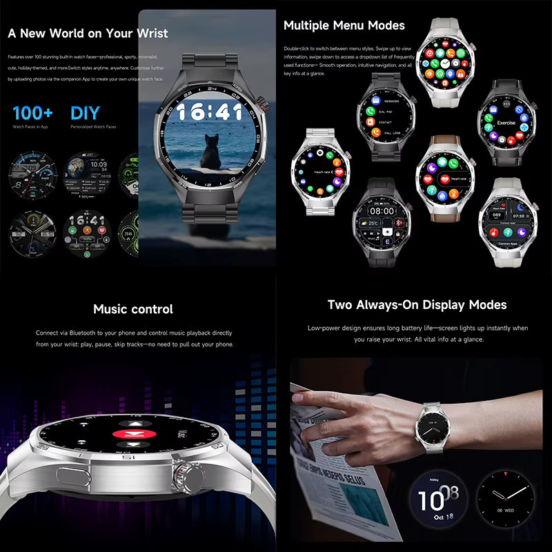 yaocx Smartwatch, Silber, Herren, GPS, Bluetooth, Rund - Bild 3