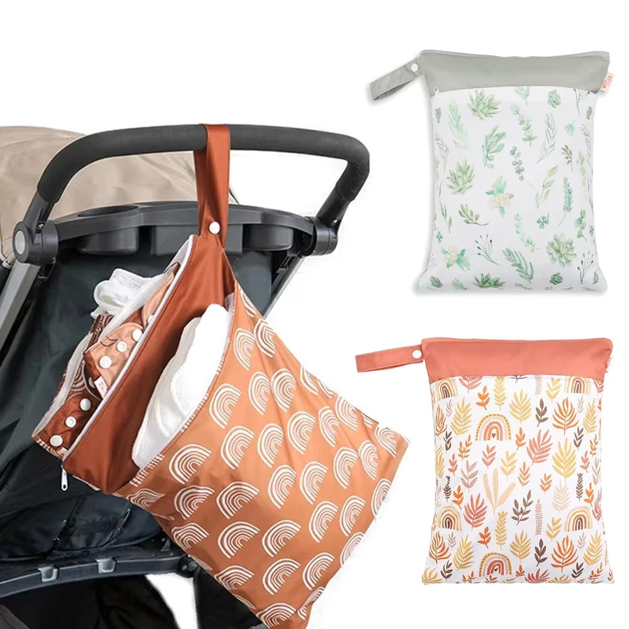 Wasserdichte Wickeltasche für Kinderwagen mit großem Fassungsvermögen und Reißverschluss, Braun/Mehrfarbig, B: 40 cm, H: 30 cm - Bild 1