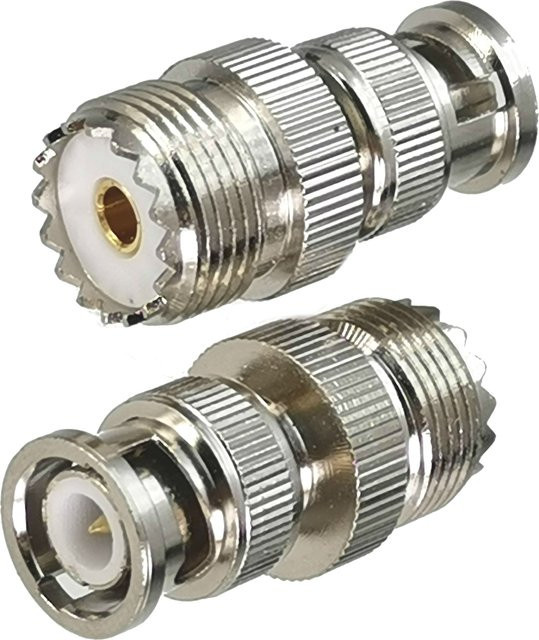 BNC-Stecker auf UHF-SO239-Buchse HF-Koaxial-Konverter, gerade, Silber - Bild 1
