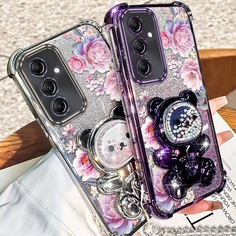 Samsung Handyhülle mit Blumenmuster und Lanyard für A25 A24 A15 A13 A12 A26 A04 A35 A71 A22 A53 A51 A03 A02 in Pink - Bild 2