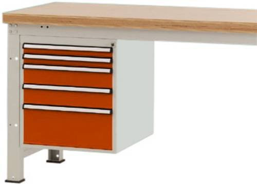 Manuflex Gehäuse-Unterbau PROFI ZB4881.2001 in Orange und Weiß mit 5 abschließbaren Schubfächern, Nutzhöhe: 50 cm, für Werkbanktiefe: 70 cm - Bild 1