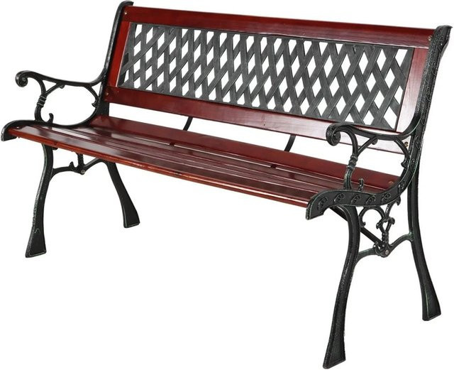 LEX Parkbank aus Tannenholz und Metall in Braun, B/T/H: 125 x 74 x 52 cm - Bild 1