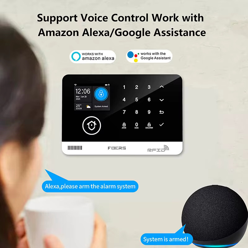 FUERS Alarmsystem für Zuhause mit WIFI und GSM, Sicherheitsalarm zur Diebstahlprävention inklusive Türbewegungssensor und Tuya Smart App-Steuerung, kompatibel mit Alexa - Bild 4