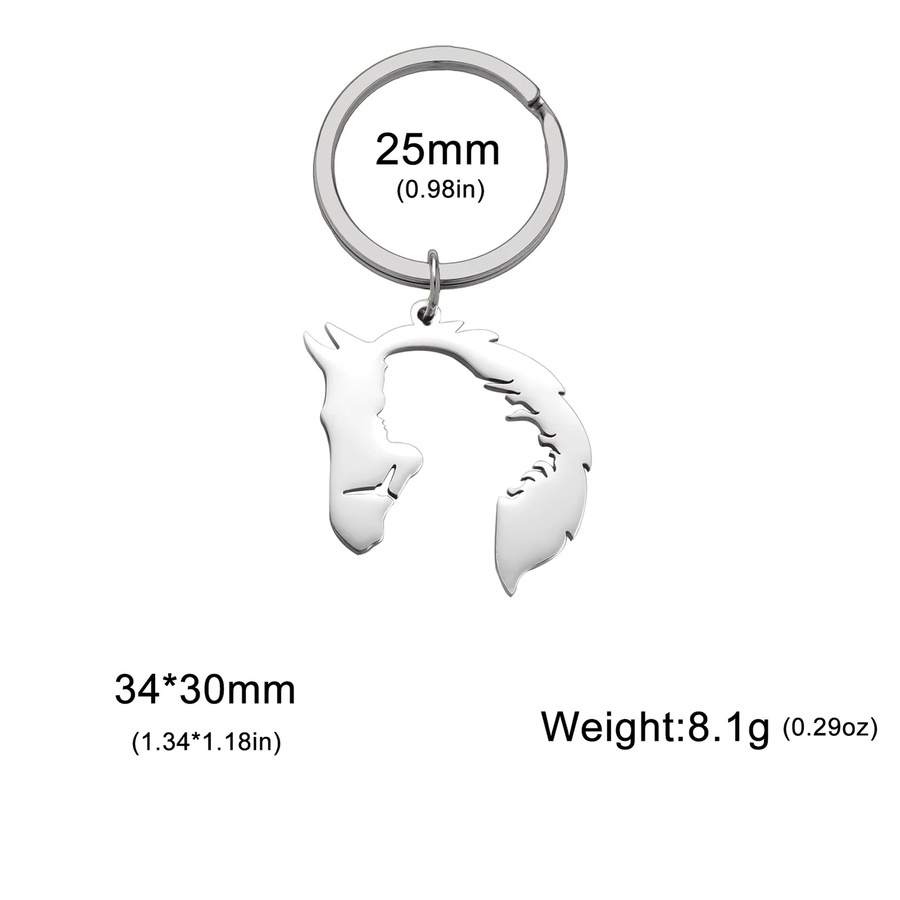 Skyirm Schlüsselanhänger Pferdekopf, Edelstahl, Silber, Unisex - Bild 3