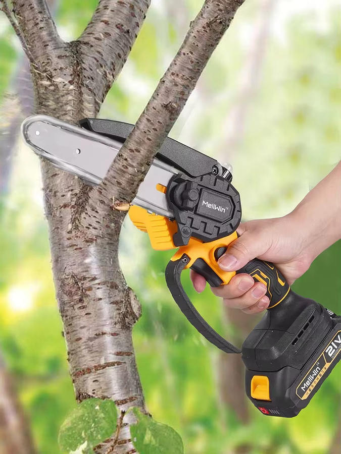 MELLWIN 6 Zoll Akku-Kettensäge Mini-Handkettensäge für Makita 18V LXT Akku, Orange - Bild 7
