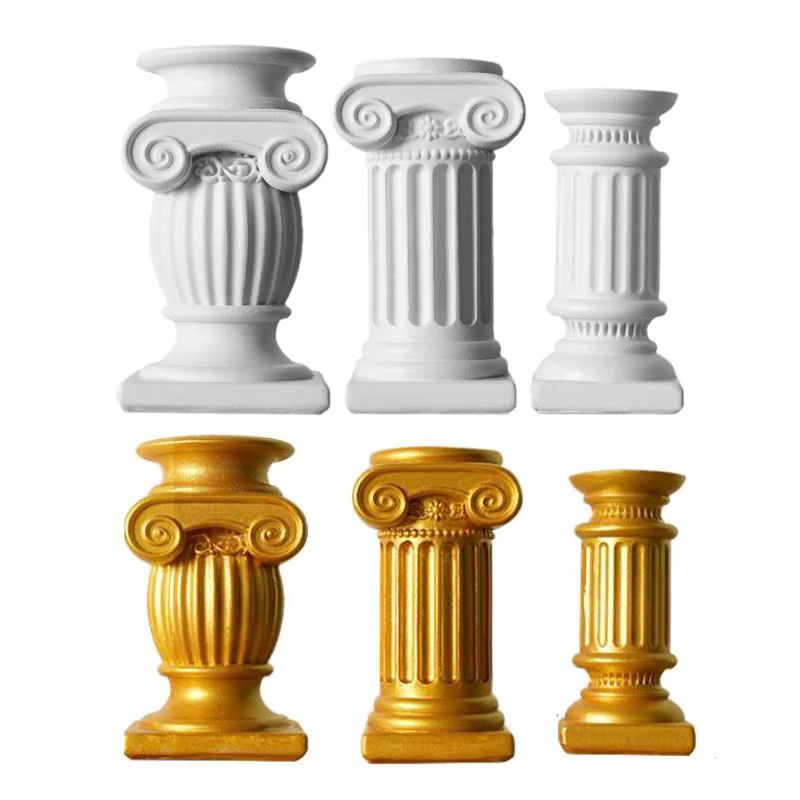 KuZHEN Kerzenständer in Form einer griechischen Säule, weiß, geometrisches Design für die Tischdekoration - Bild 4