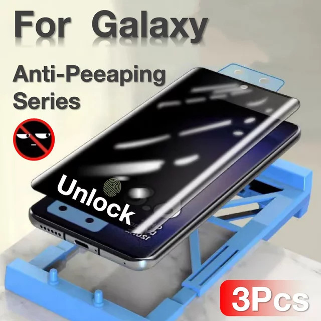 3er-Set Anti-Peeping Displayschutzfolie für Samsung Galaxy S25 S24 S23 S22 S21 S20 S10 Ultra Plus Note 20 in Transparent - Bild 1