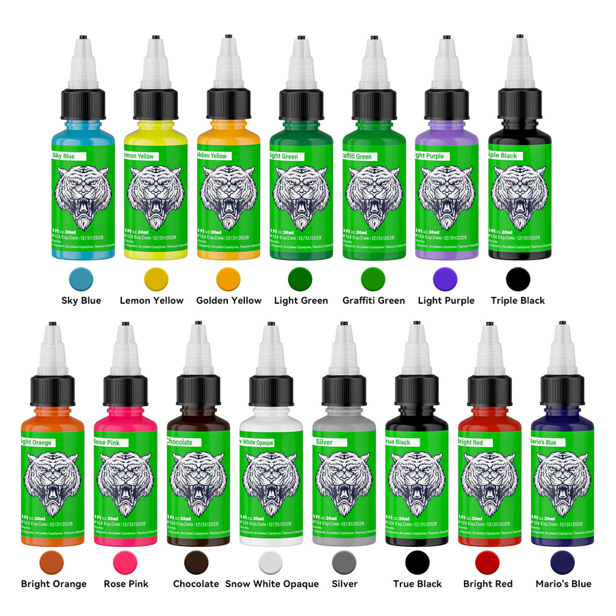 DMTATTOO Tattoo-Tinte, 15 Farben, 29,5 ml, Pflanzenextrakt - Bild 5