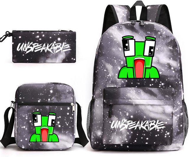 3-teiliges Schulrucksack-Set für Schüler aus Oxford-Stoff in Multicolour mit Schultasche, Schultergurt und Federmäppchen - Bild 1
