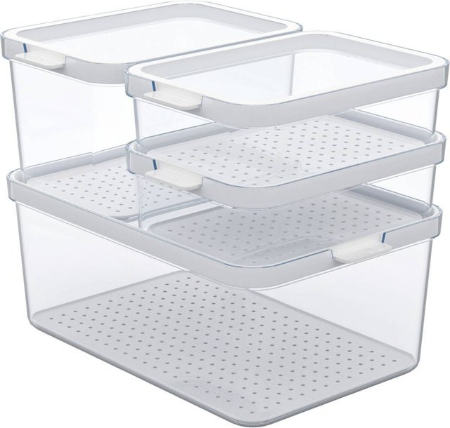 Rotho Kühlschrank Organizer Cauma Set 4-teilig weiß und transparent B/H/L: 20 x 22,5 x 28,5 cm - Bild 1