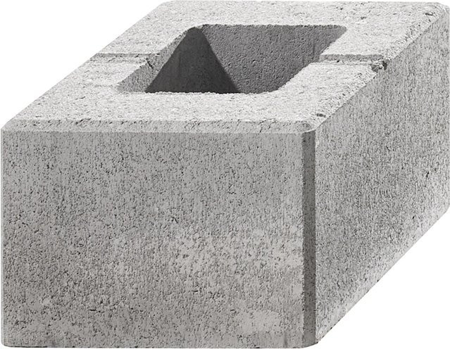 Lindeza-Mauer Halbstein aus Beton in Grau-Alpin, B/T/H: 20 x 20 x 15 cm - Bild 1