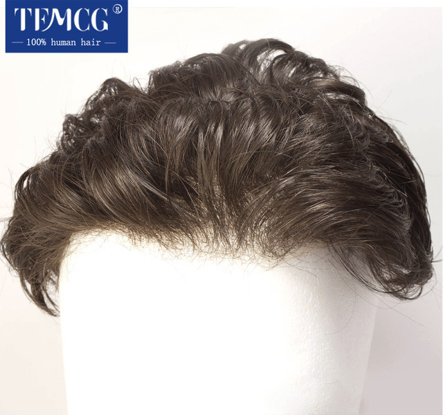 Haarprothese für Herren, 100 % Echthaar, V-Schleife, ultradünne Haut - Bild 1