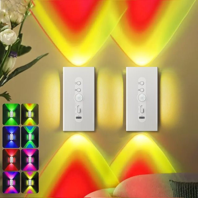Leclstar Intelligentes Magnetisches Nachtlicht mit Bewegungssensor und RGB-Umgebungslicht, USB wiederaufladbar, Weiß - Bild 1