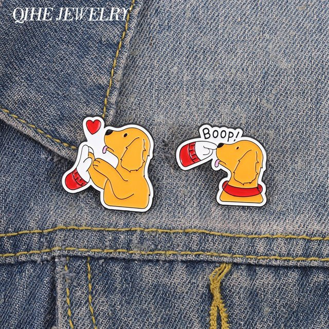 QIHE JEWELRY Anstecknadel Golden Retriever Emaille, Bunt - Bild 1