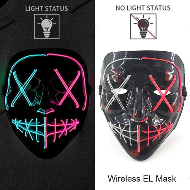 Kabellose Neon-LED-Purge-Maske, Leuchtende Cosplay-Maske, Bunt / Mehrfarbig - Bild 1