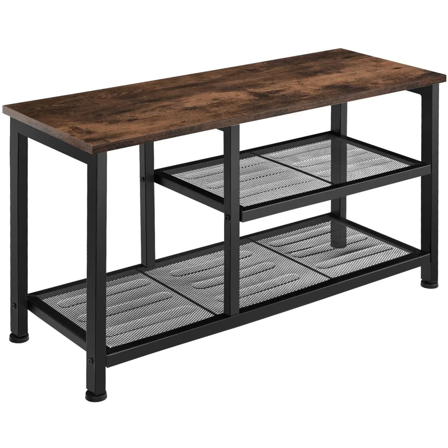 tectake Schuhregal Taunton Industrial Style aus Stahl und MDF, Schwarz, B/T/H: 80 x 30 x 45,5 cm - Bild 3