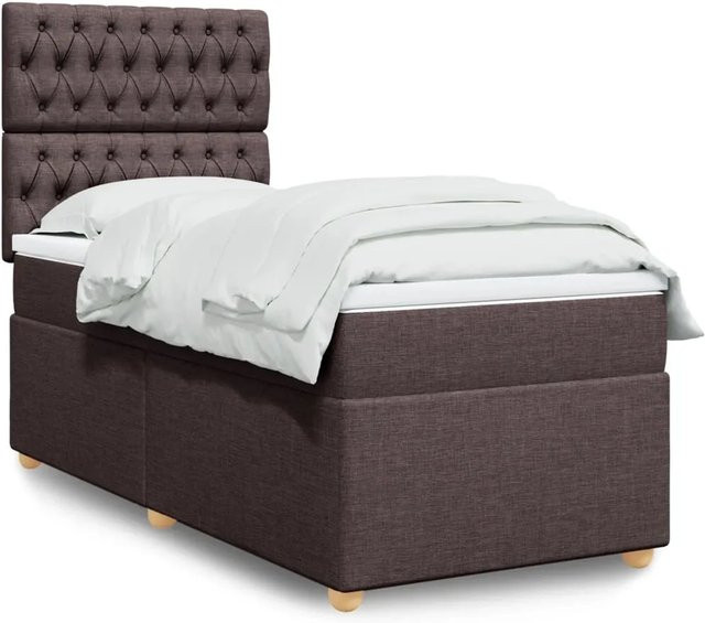 vidaXL Hybrid-Boxspringbett mit Matratze und Taschenfederkern in Braun und Weiß, B/T/H: 90 x 200 x 150,5 cm - Bild 1