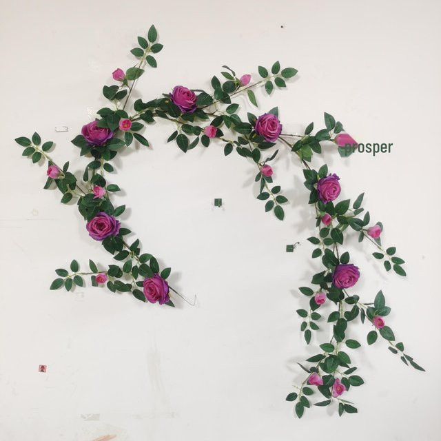 HomeHarmony Dekorative Rosenranken aus Kunststoff für Hochzeits- und Heimdekoration in Grün und Pink - Bild 1