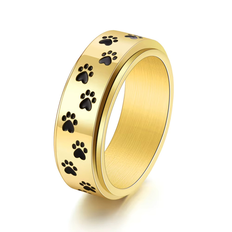 Ring Titan-Stahl, Rotierender Hundepfoten-Ring, Punk, Herren - Bild 1