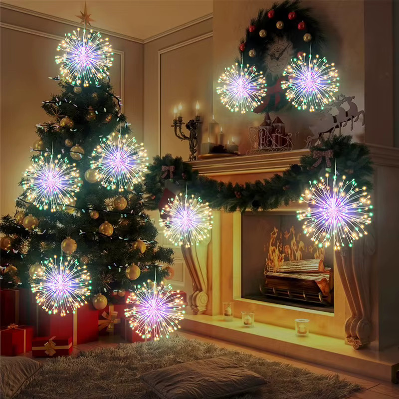 PAMNNY Feuerwerk Stern Lichterkette in Warmweiß mit 8 Modi für Garten, Hochzeit und Weihnachtsdekoration - Bild 4