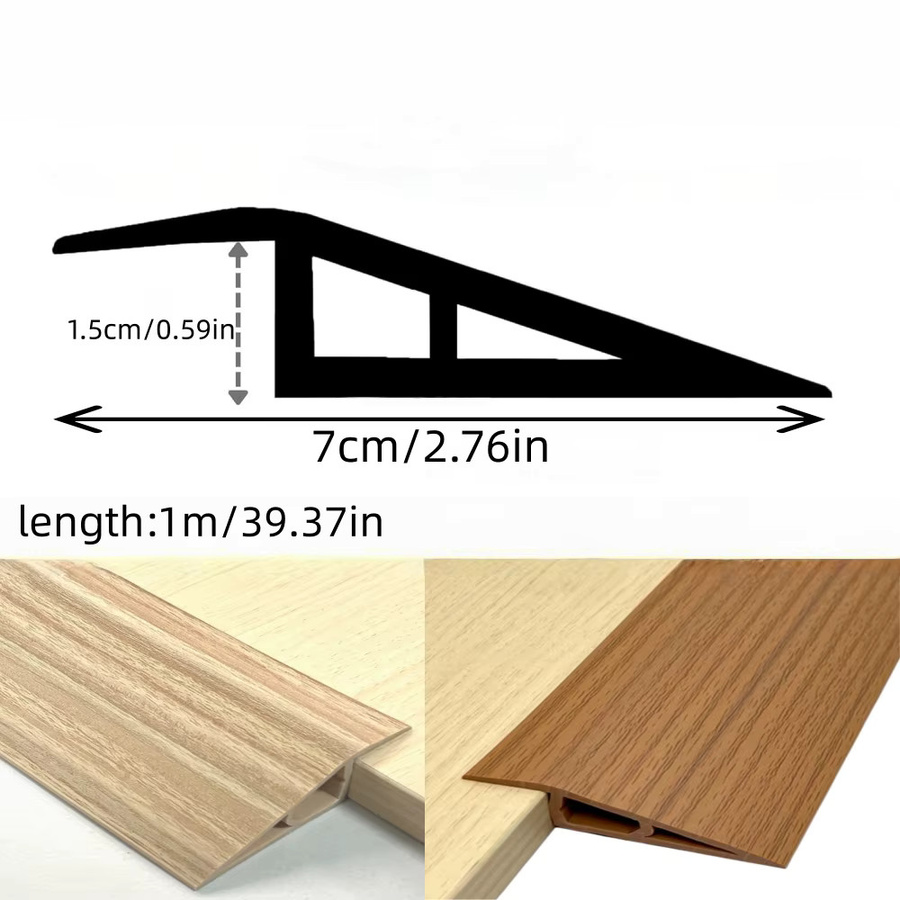 Selbstklebender PVC Boden Übergang Streifen als Türschwelle und Teppichkante, Grau, B: 7,0 cm, H: 1,5 cm, L: 100 cm - Bild 2