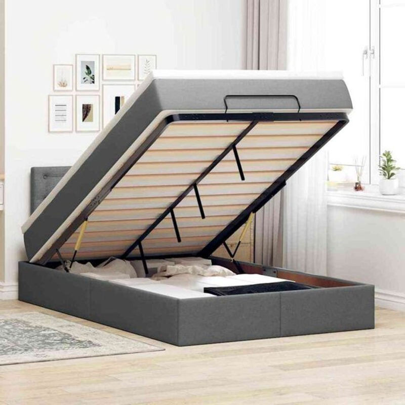 Modernes Polsterbett mit Matratze und LED-Beleuchtung von vidaxl in Dunkelgrau, B/T/H: 120 x 200 x 88 cm - Bild 1