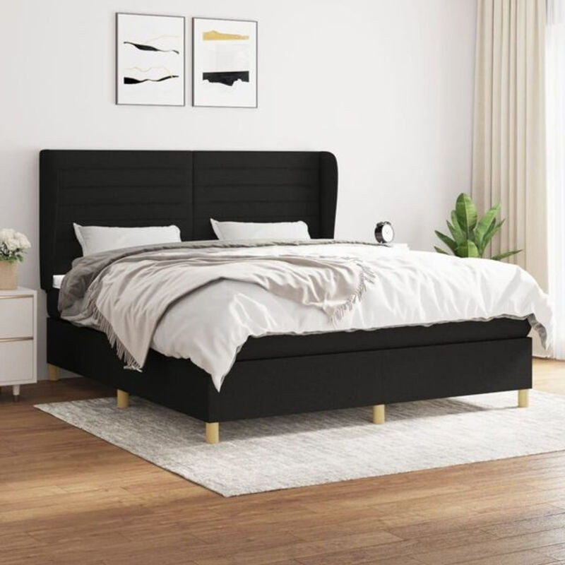 Vidaxl Boxspringbett mit Matratze aus Stoff in Schwarz B: 160 cm, T: 200 cm - Bild 1