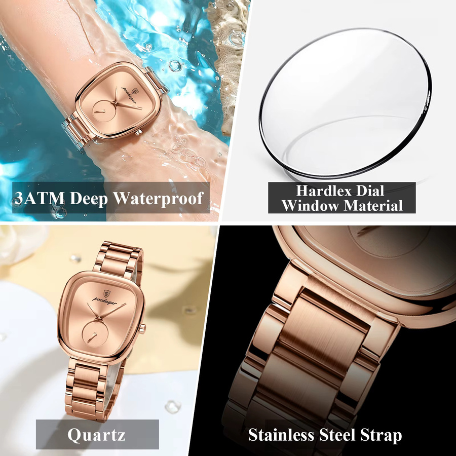 POEDAGAR Armbanduhr, Quarz, Edelstahl, Silber, Damen - Bild 4