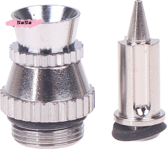 NCVHRT Metall-Spritzpistolen-Düsen-Ersatzset in Silber mit 0,3 mm Spitze und Abdeckungen für Heimwerker, Basteln und Malen - Bild 1