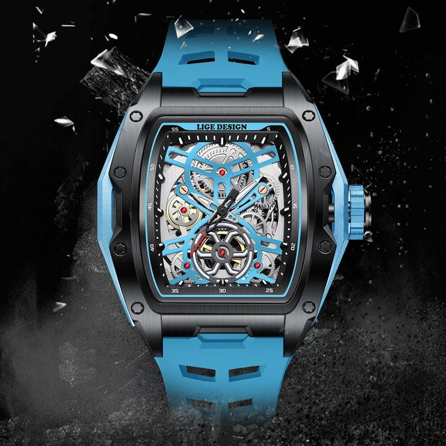 LIGE Armbanduhr Herren, Automatik, Skeleton, Edelstahl, Leuchtzeiger - Bild 1