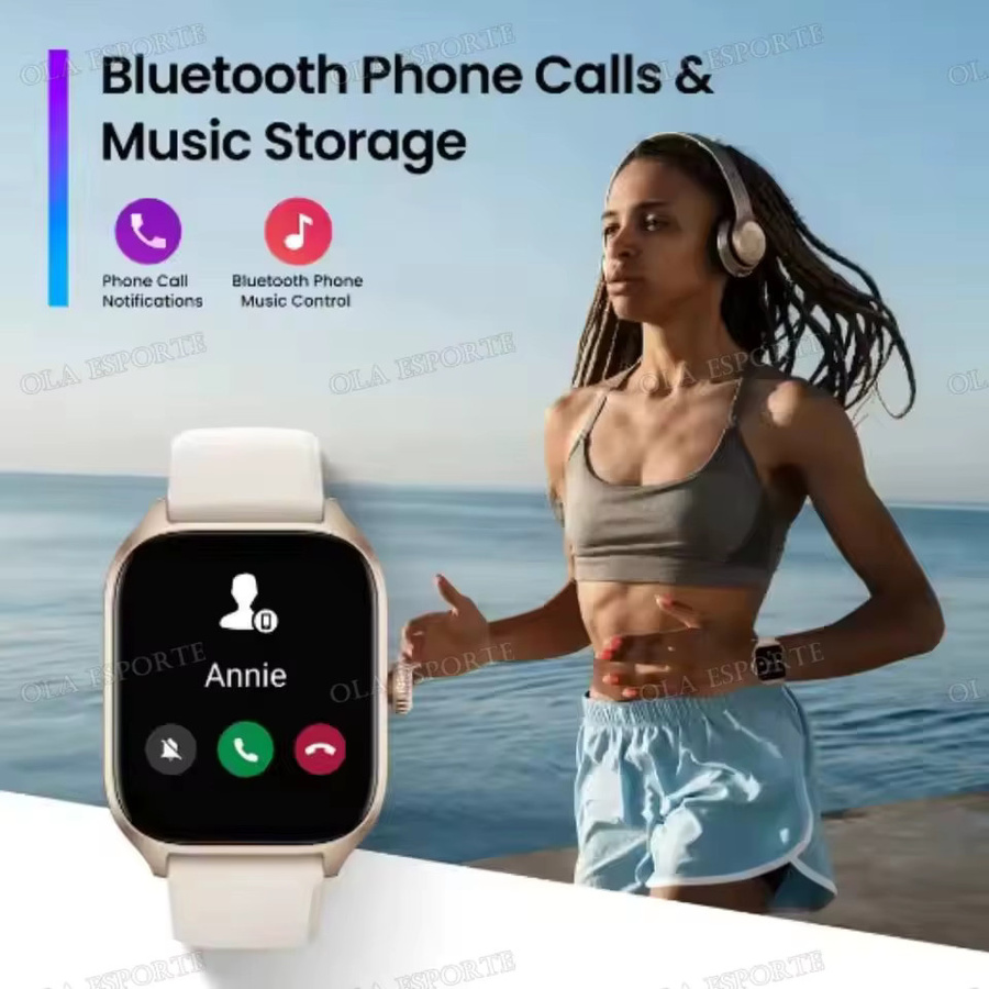 Ola Esporte Smartwatch mit 1,75 Zoll AMOLED-Bildschirm in Gold-Weiß mit Bluetooth-Anruf, Sprachassistent, Herzfrequenz- und Schlafüberwachung - Bild 2