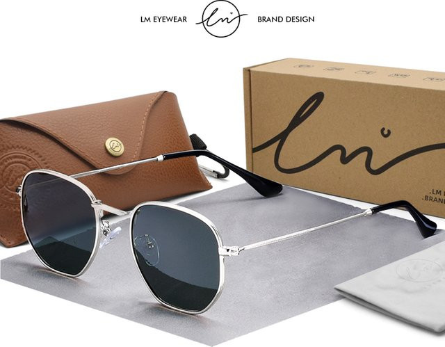LM Neue Mode Sonnenbrille Hexagon, Vollrand, Metall, Unisex, polarisiert - Bild 1