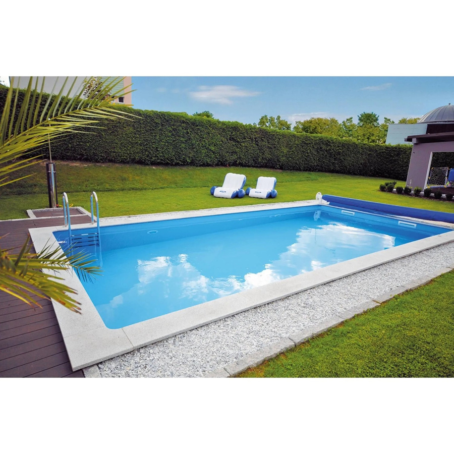 KWAD Inground Pool Set aus Styropor in Sand mit Edelstahlleiter, rechteckig, B: 7 m, T: 3,5 m, H: 1,5 m - Bild 2