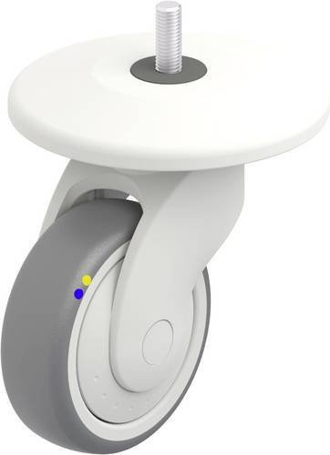 Blickle Kunststoff-Lenkrolle in Grau und Weiß mit einem Rad-Durchmesser von 100 mm und einer Tragfähigkeit von maximal 70 kg - Bild 1