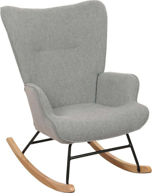 MCW Schaukelstuhl N14 Relaxsessel aus Massivholz und Metall in Grau-Grün - Bild 1