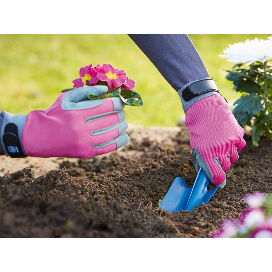 Gartenhandschuh Pink Gr. 8 aus Polyester und Mikrofaser-Kunstleder für Damen und Herren - Bild 2